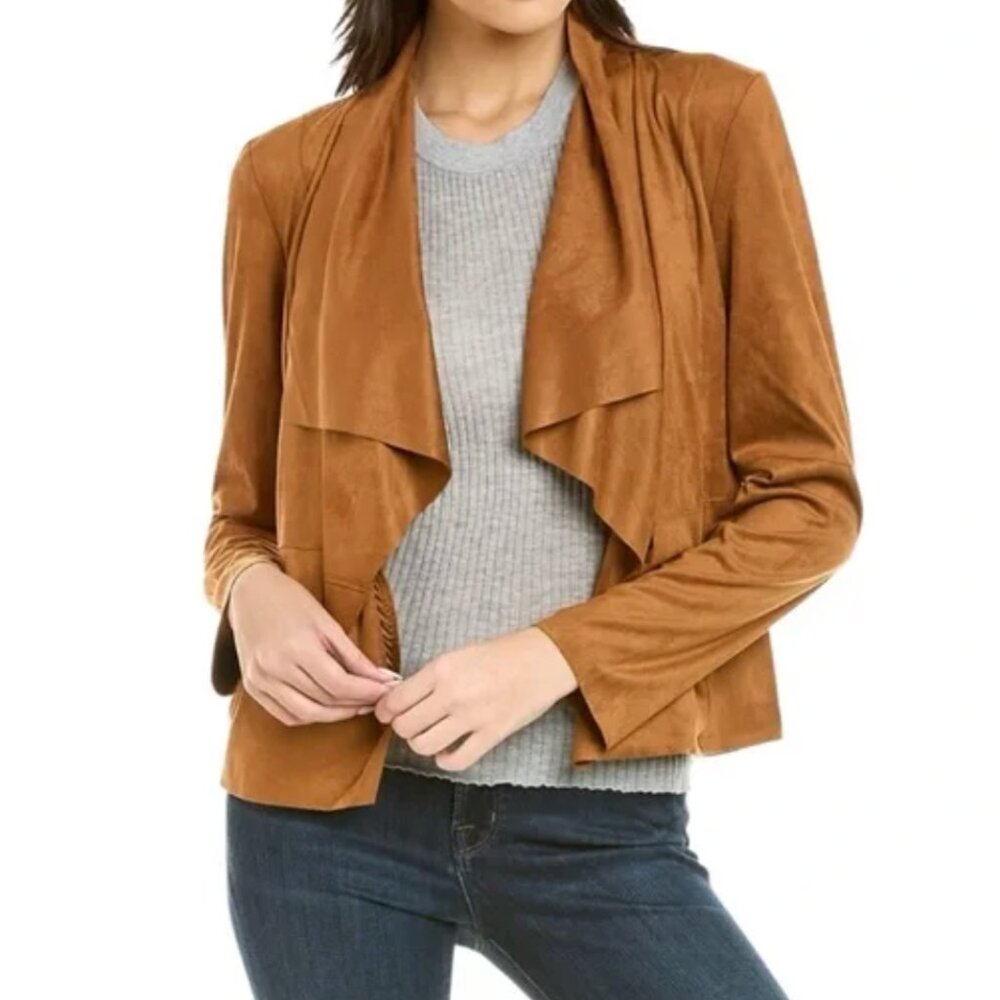 Bagatelle Brown Leather Front Drape Jacket Large